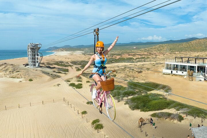 Zipline bike above the dunes