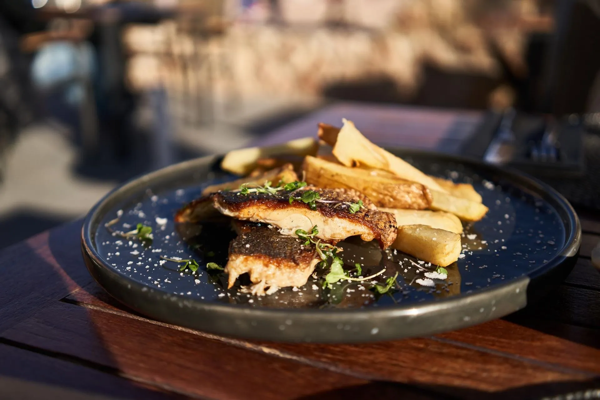 Steak frites served in a Paris bistro
