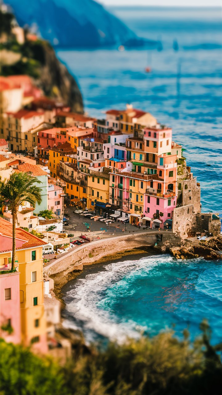 Pastel houses above the Ligurian sea