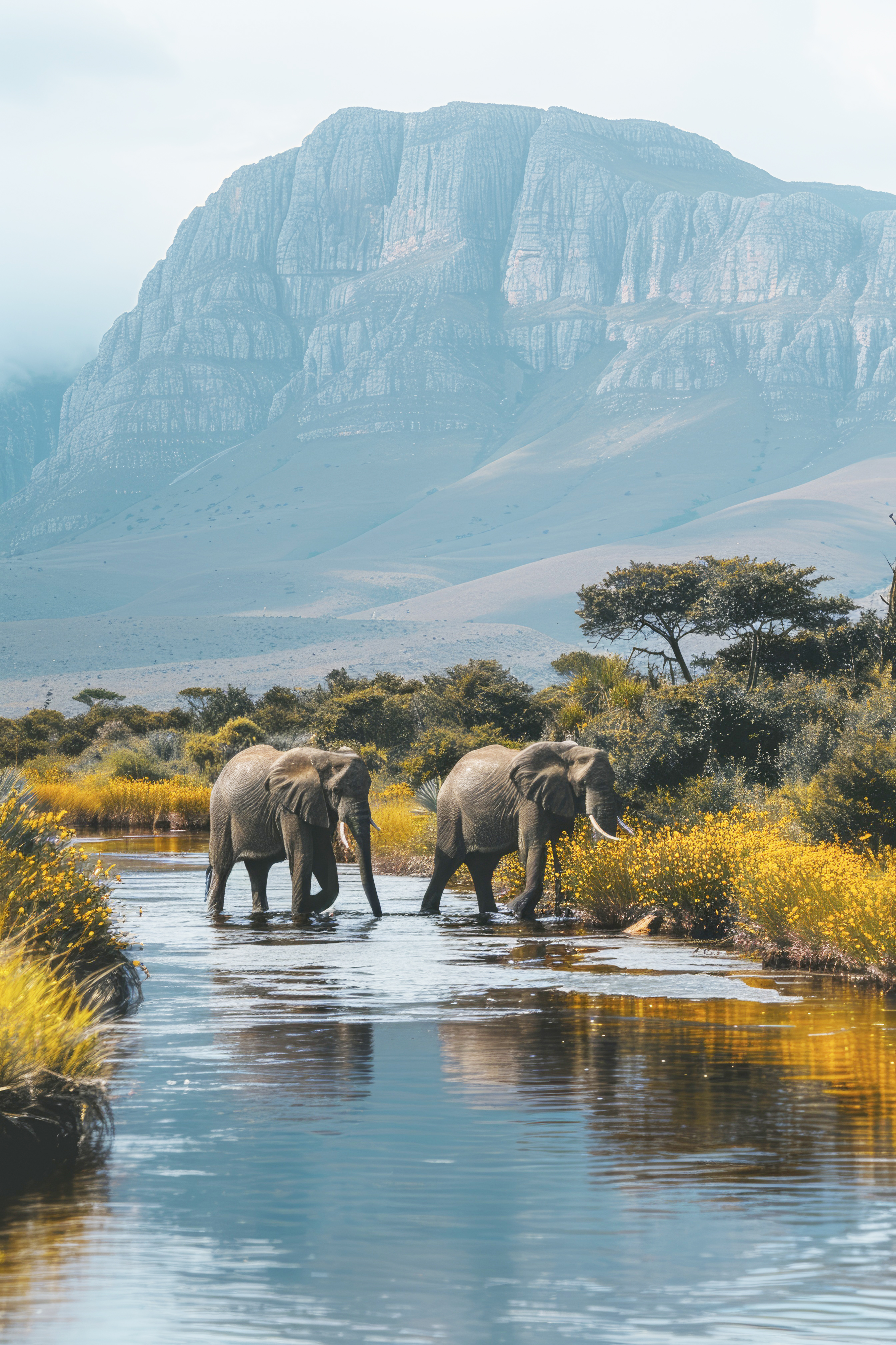 Wildlife at a riverbank