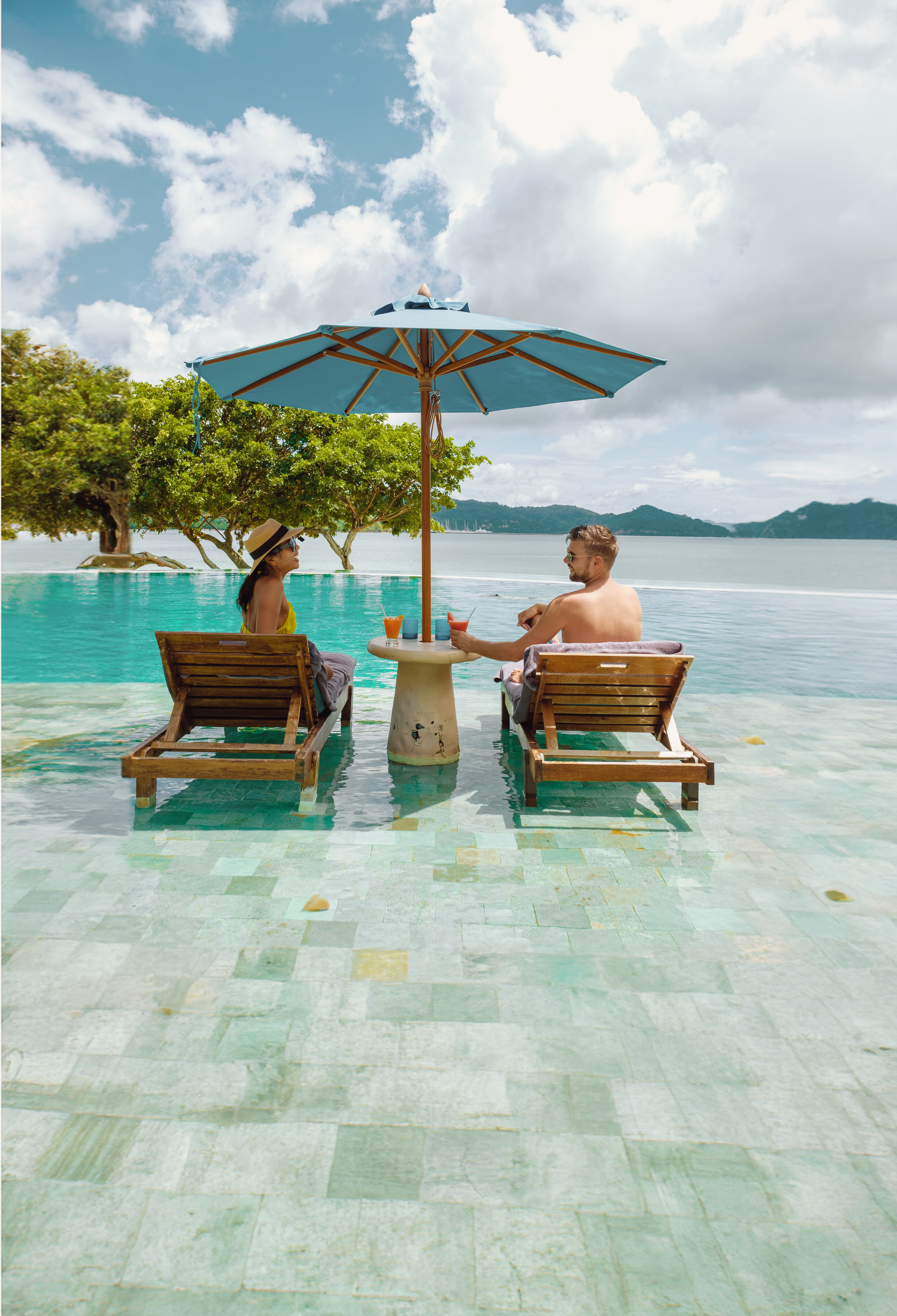 Loungers set in the shallows