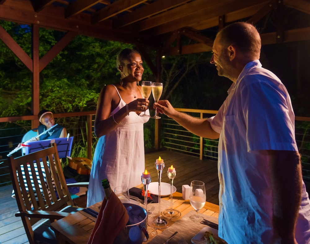 Rainforest dining pavilion in Dominica